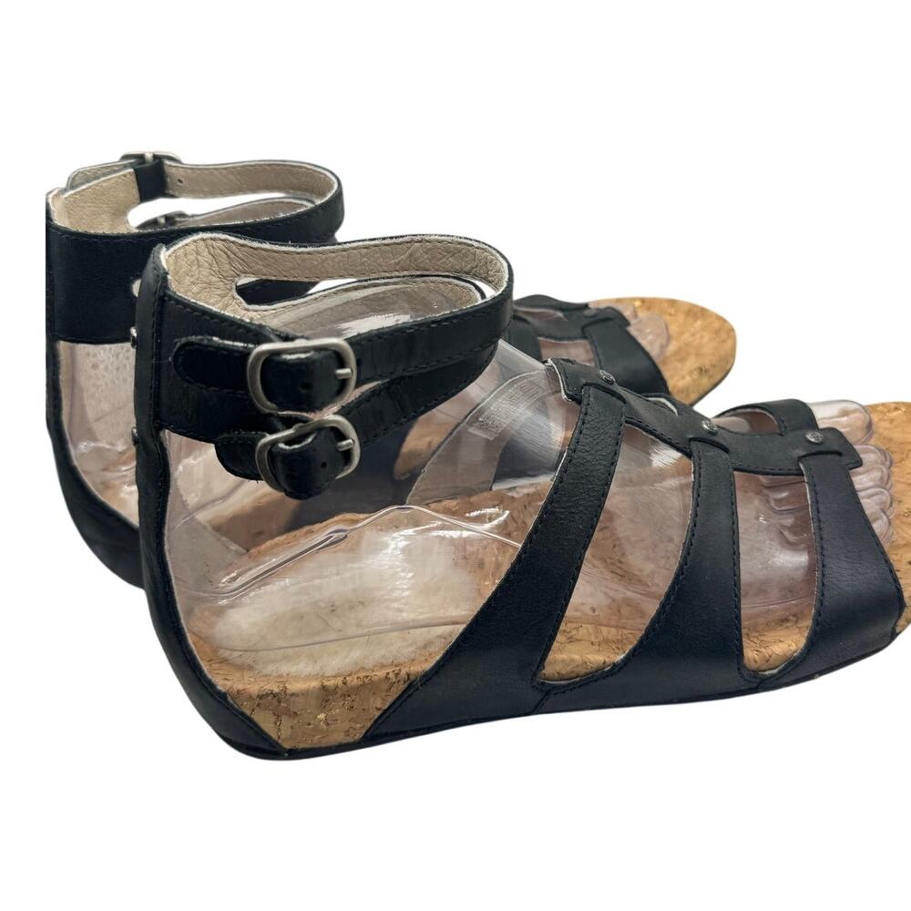 UGG Australia Sechura Gladiator Sandals Sheepskin Heel Black Size 8 - Picture 7 of 9